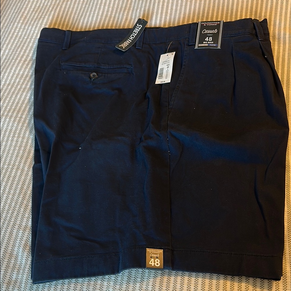 NWT Mens Roundtree & Yorke Dark Navy Blue Flat Front Shorts size 48